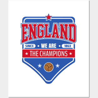 England Football Blue Red Badge Posters and Art
